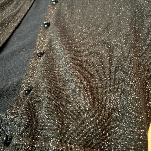 Banana Republic Petite PS Black Shimmer Button-Front Cardigan Sweater - Picture 2 of 8
